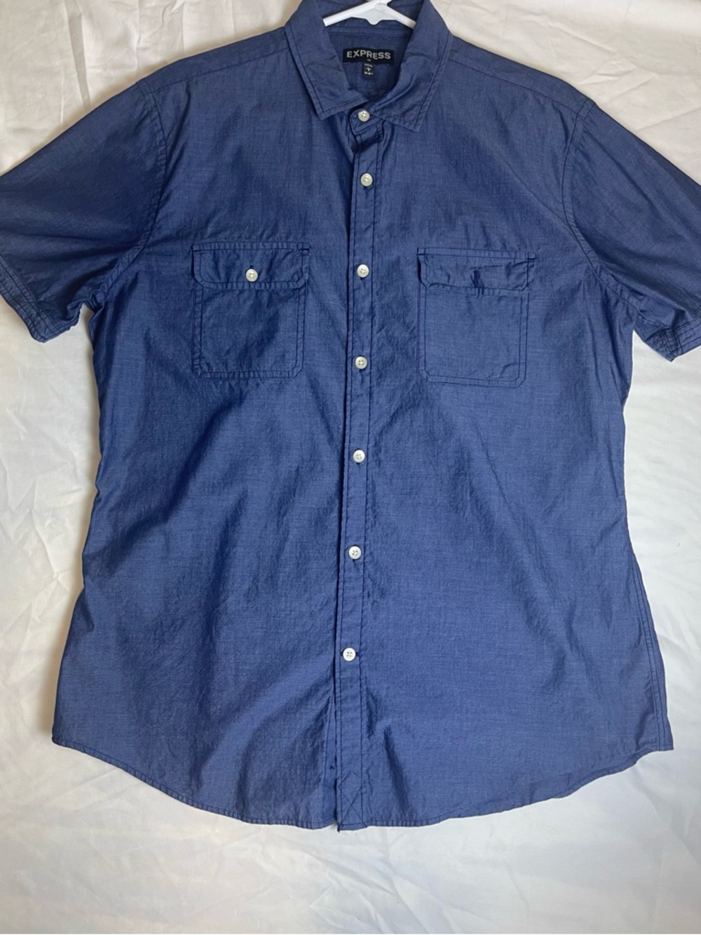 Express Men's Short Sleeve Button-Down Shirt - Navy